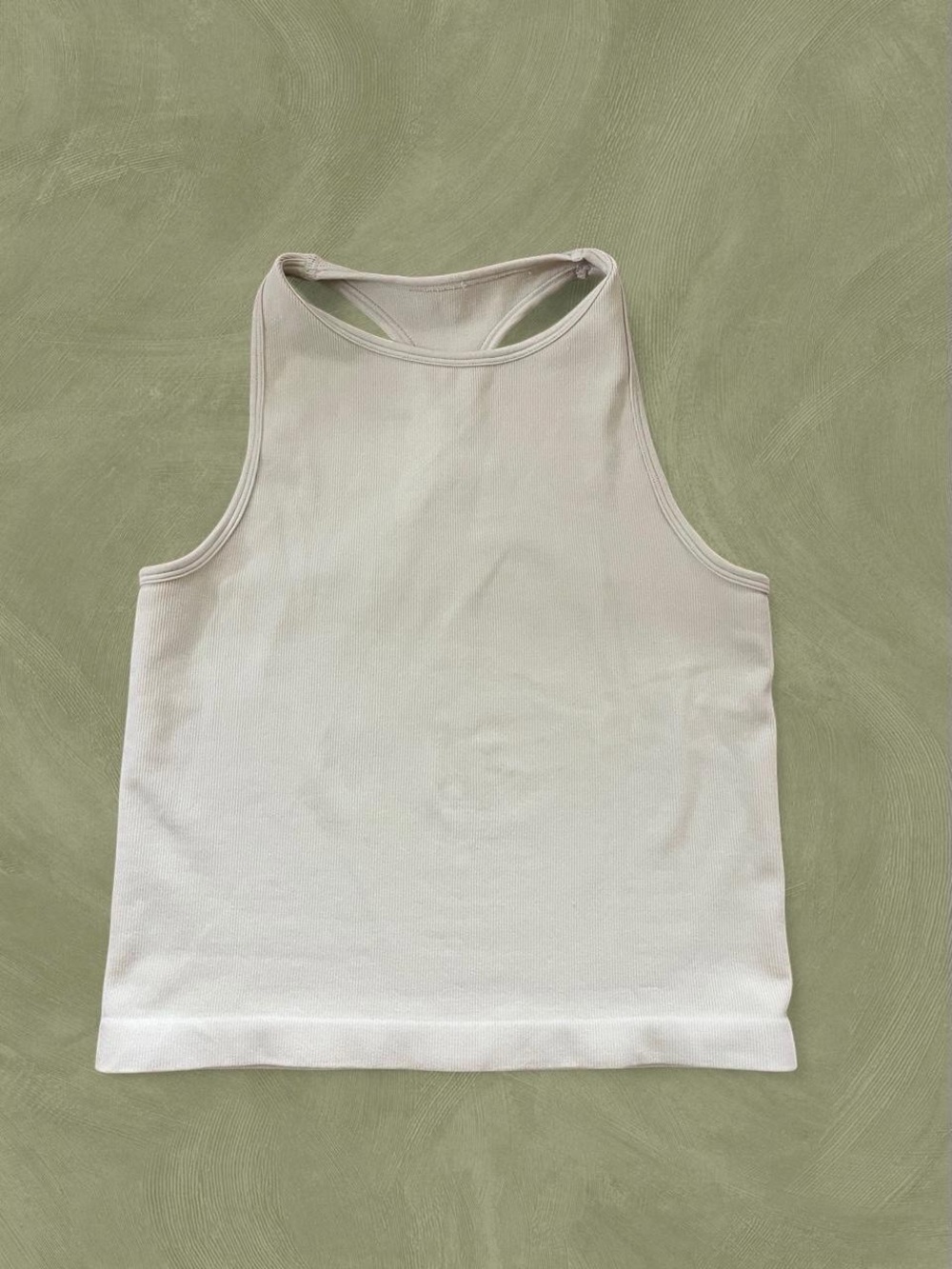 Free People Cream Ribbed High-Neck Tank